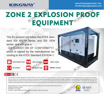 해상 플랫폼 칸피 25kva 400v 50hz 3단계 4 와이어 폭발 방지 디젤 엔진 ATEX 인증 구역 2 발전기