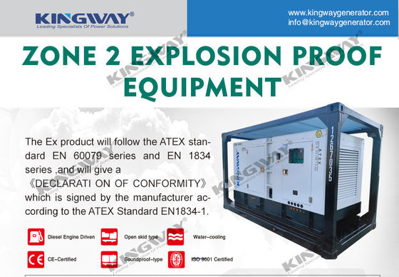해상 플랫폼 칸피 25kva 400v 50hz 3단계 4선 폭발 방지 디젤 엔진 ATEX 인증 구역 2 해상 발전기