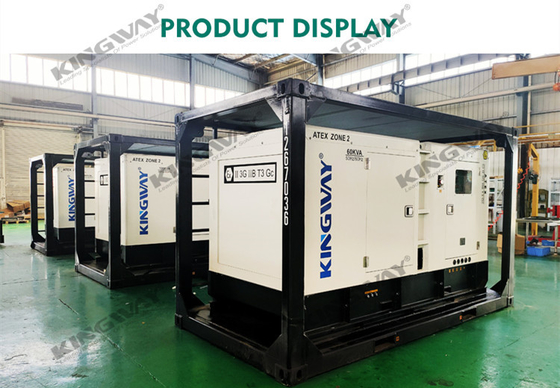 60KVA 아텍스 지역 2 장비 조용한 디젤 엔진 발전기는 근해 리프팅 프레임과 함께 설정했습니다