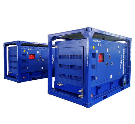 450CFM 150Psi 킹웨이 ATEX 구역 2 T3 폭발 방지 스룰러 에어 디젤 엔진 공기 압축기 DNV 프레임