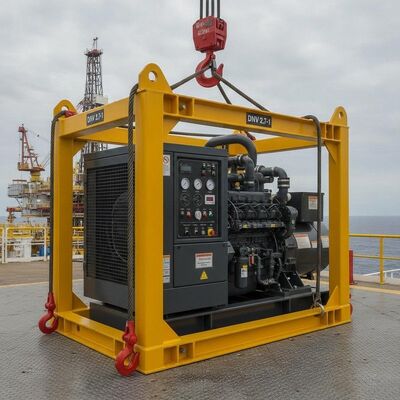 200KVA T3 온도 등급 ATEX 구역 2 디젤 발전기 세트(DNV 2.7-1 해양 리프팅 프레임 포함)